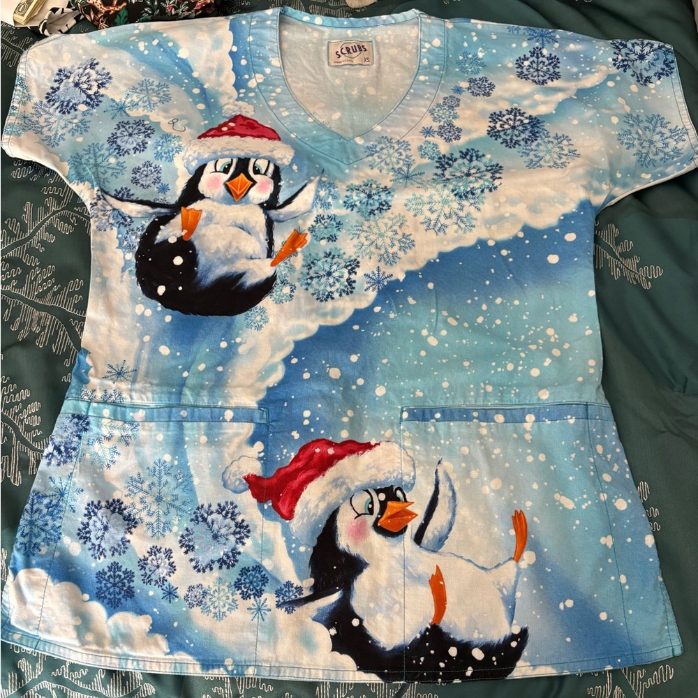 Penguin Print Scrub Top